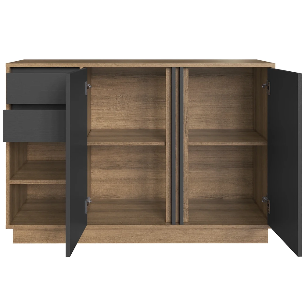 Balcão Para Escritório 110cm 2 Portas Rael Mel/Grafite F10  - Mpozenato