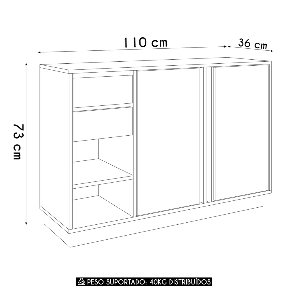 Balcão Para Escritório 110cm 2 Portas Rael Mel/Grafite F10  - Mpozenato