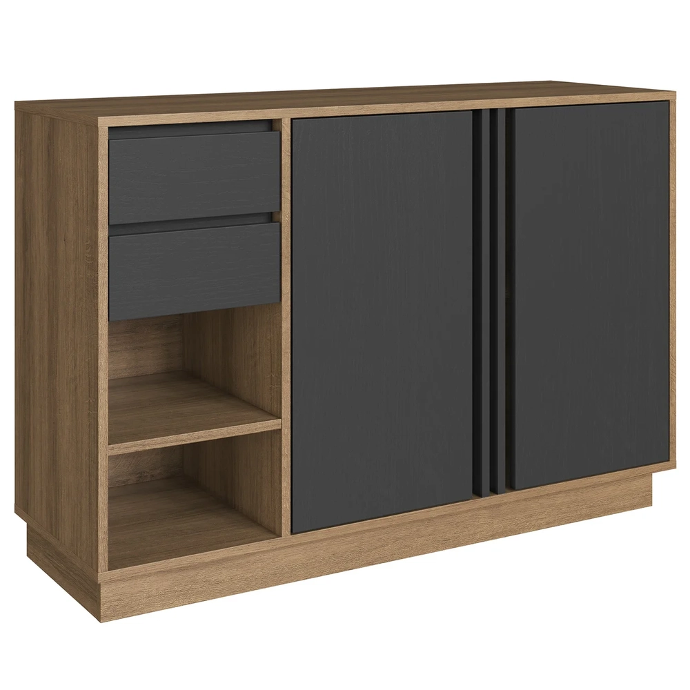 Escrivaninha em L Armário e Balcão Rael Mel/Grafite F10     - Mpozenato