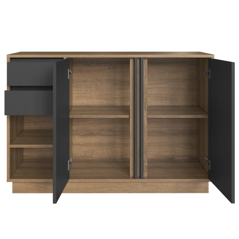 Escrivaninha em L Armário e Balcão Rael Mel/Grafite F10     - Mpozenato