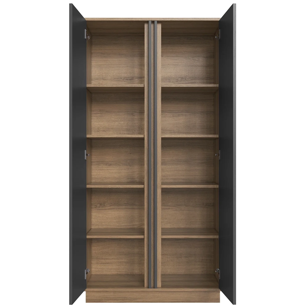 Escrivaninha em L Armário e Balcão Rael Mel/Grafite F10     - Mpozenato