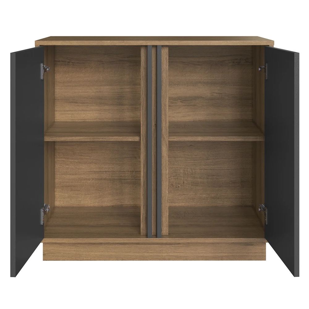 Escrivaninha em L e Balcão 2 Portas Rael Mel/Grafite F10 - Mpozenato