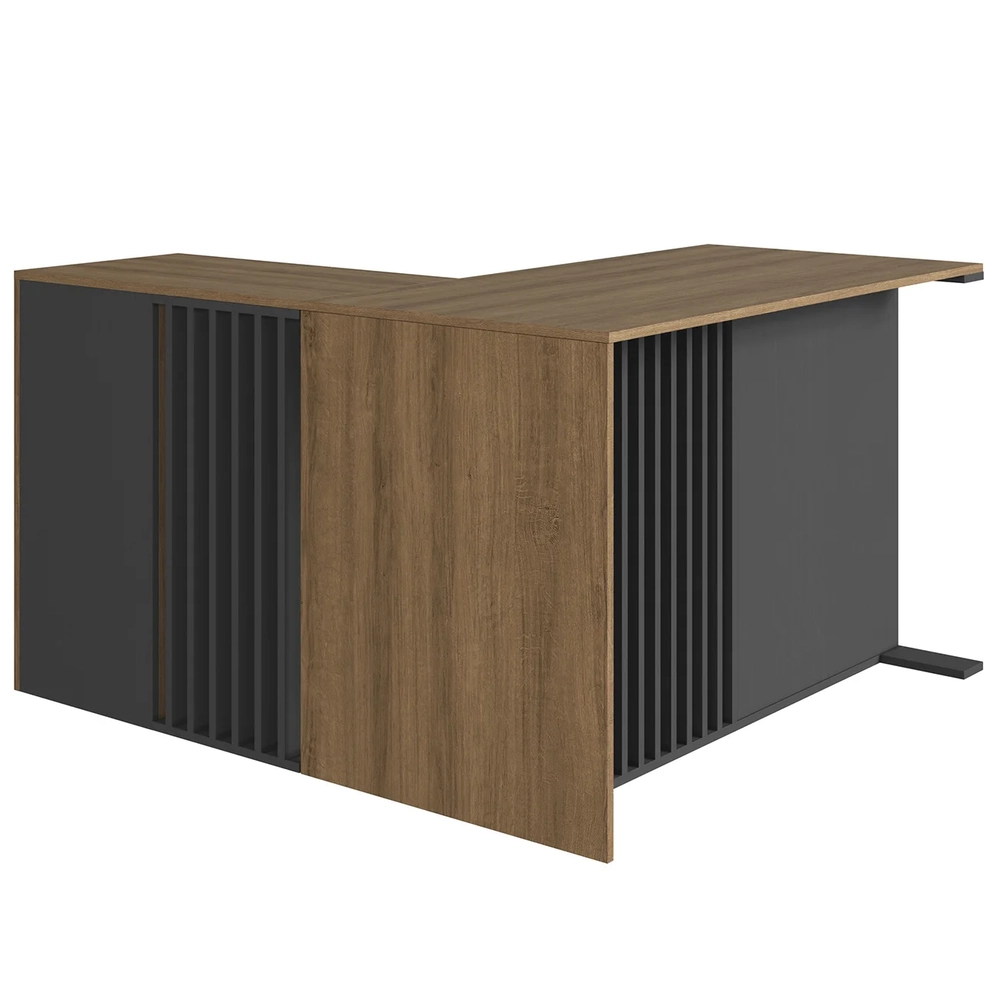 Escrivaninha em L Estante e Balcão Rael Mel/Grafite F10     - Mpozenato