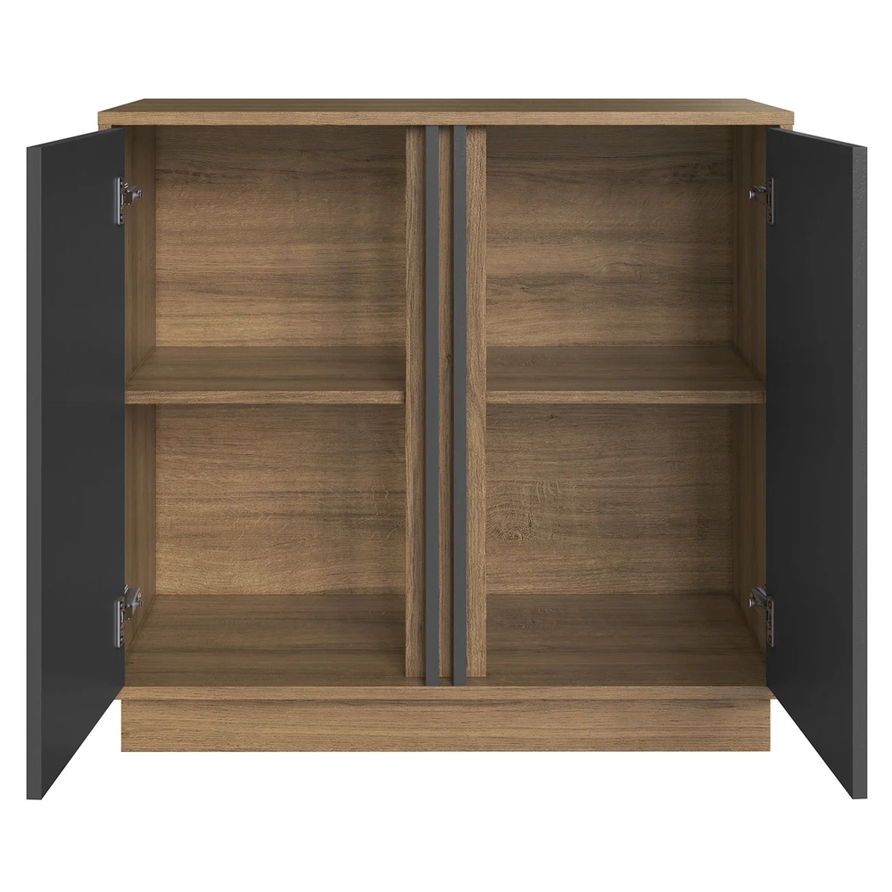 Escrivaninha em L Estante e Balcão Rael Mel/Grafite F10     - Mpozenato