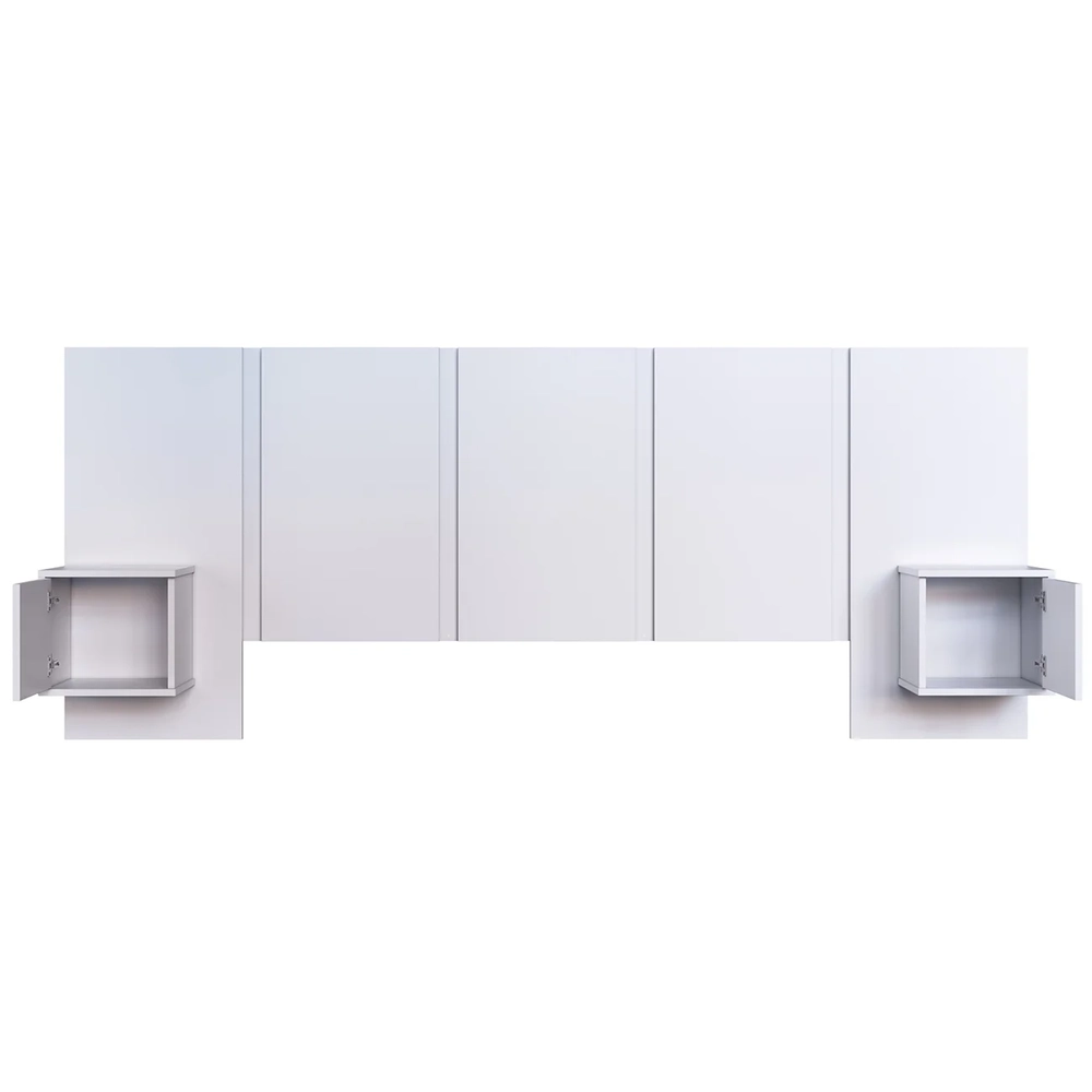 Cabeceira Cama Queen 220cm e Mesas Laterais Ohana Branco A05 - Mpozenato 