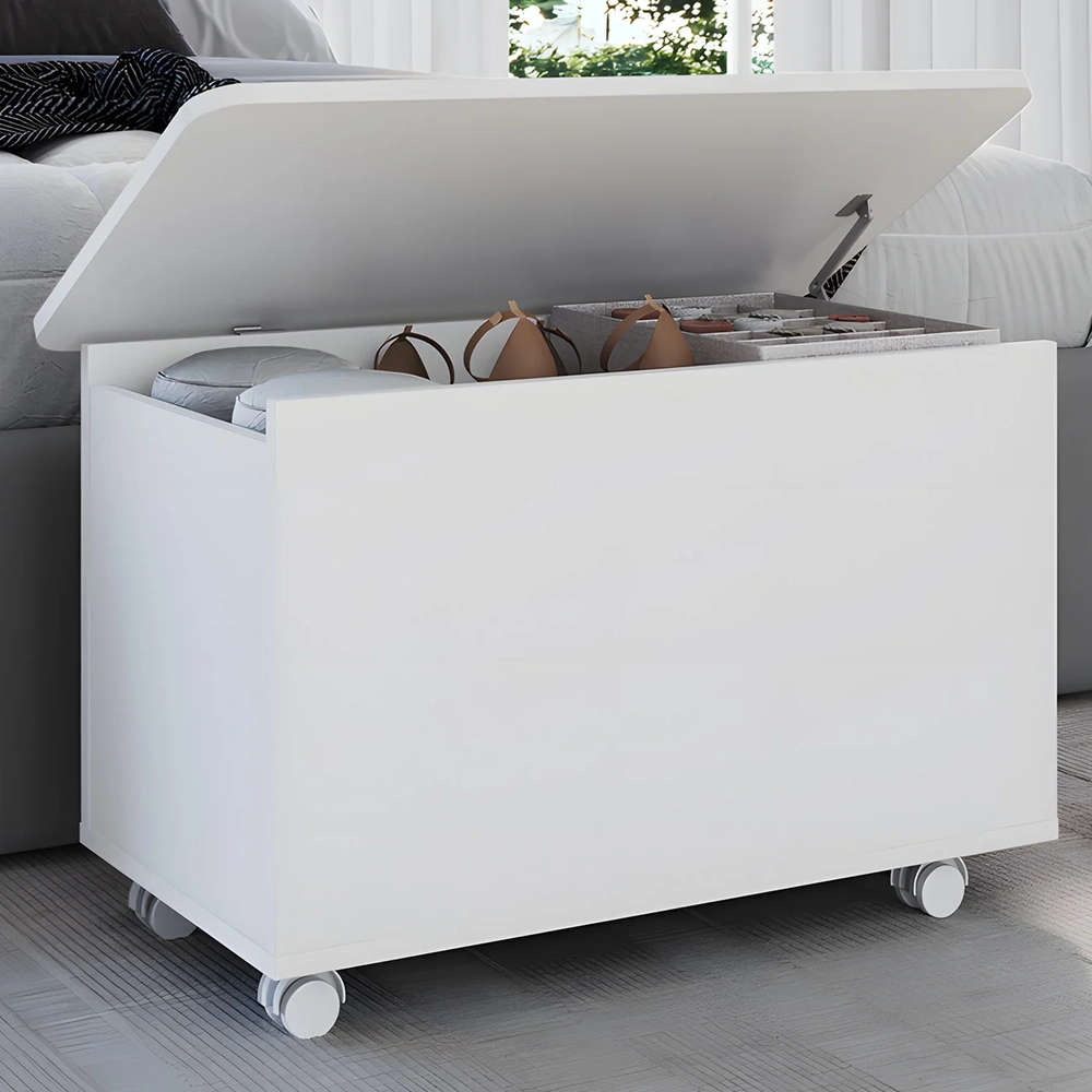 Caixa Organizadora Brinquedos com Rodízio Juno Branco A05  - Mpozenato 