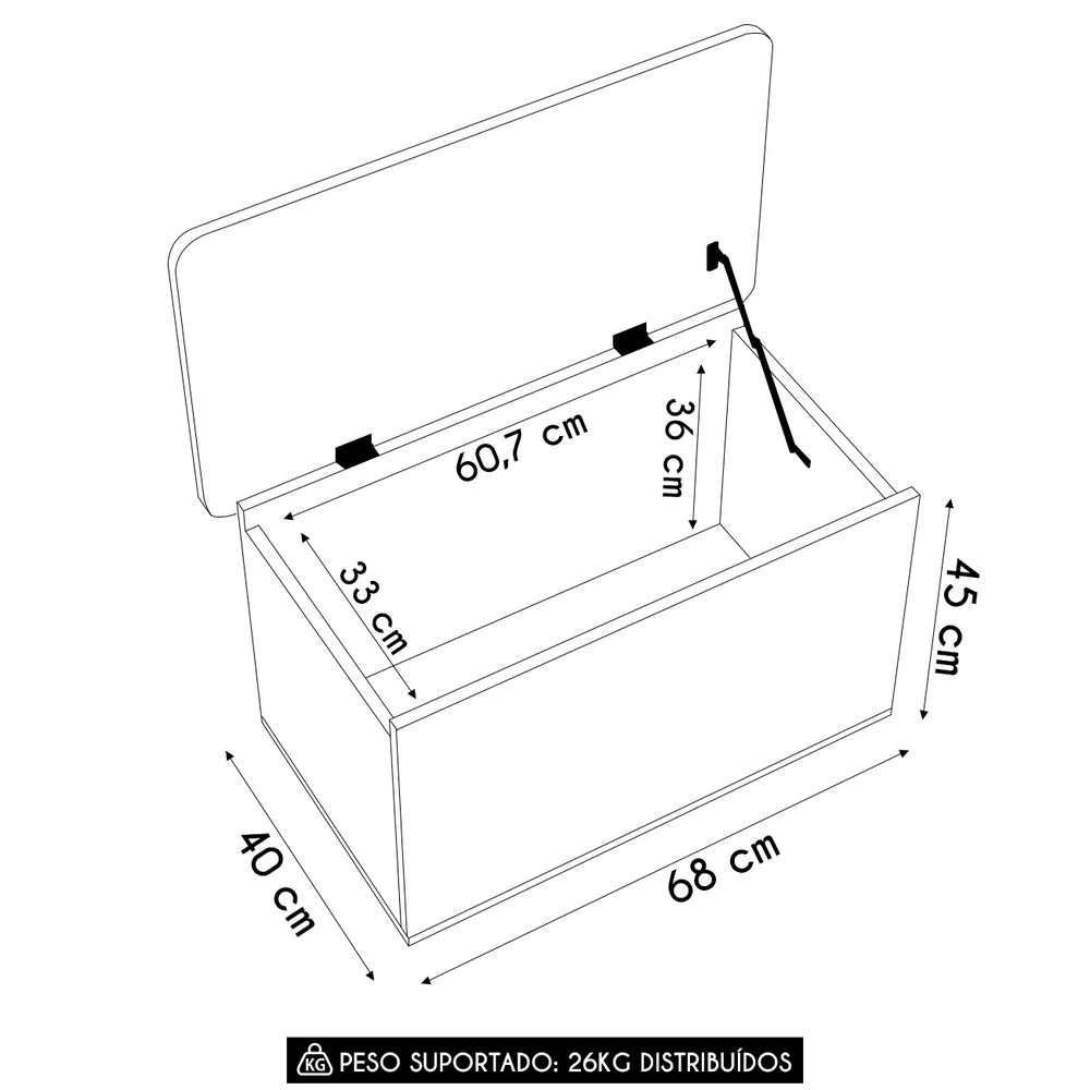 Caixa Organizadora Brinquedos com Rodízio Juno Branco A05  - Mpozenato 