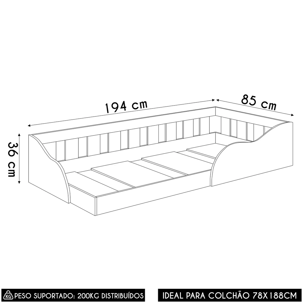 Cama Solteiro Infantil Montessoriana Infantil Asha Branco A05 - Mpozenato