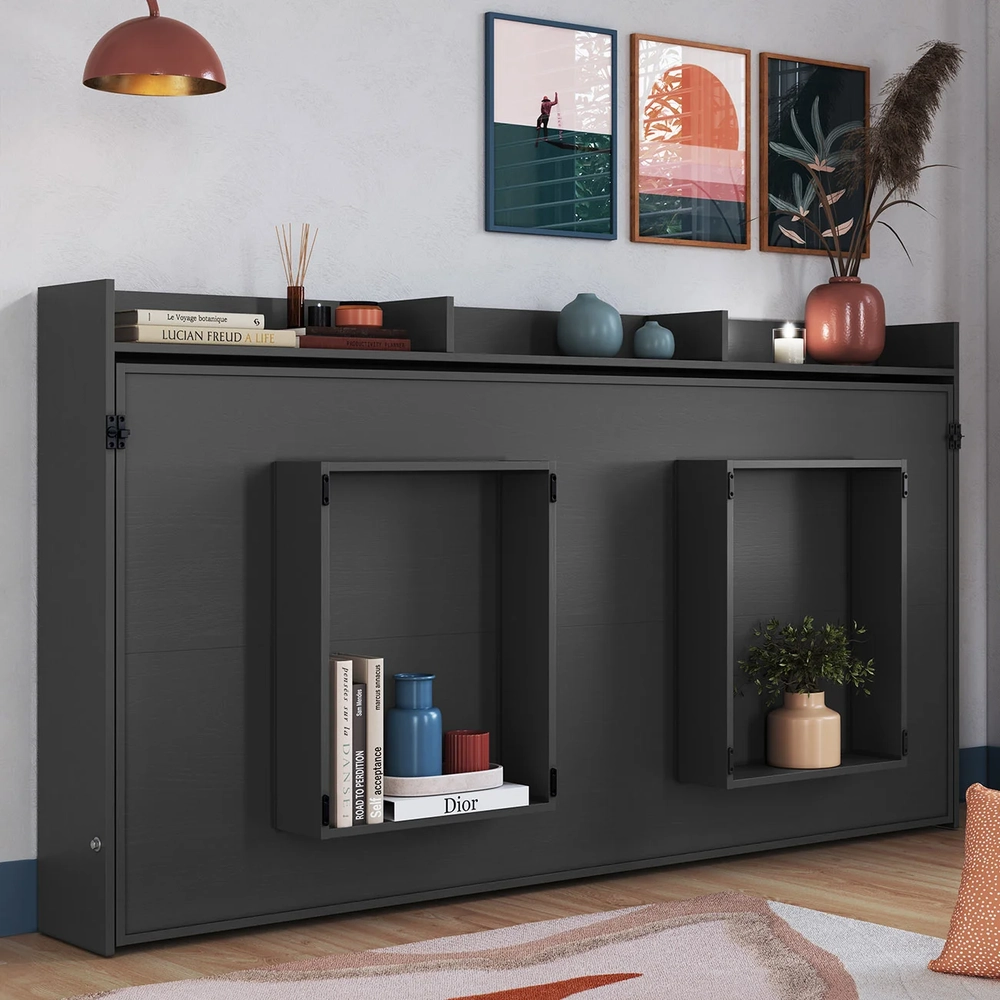 Cama Solteiro Infantil Articulação Horizontal Isis Grafite A05 - Mpozenato 