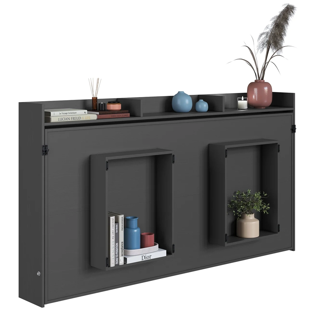 Cama Solteiro Infantil Articulação Horizontal Isis Grafite A05 - Mpozenato 