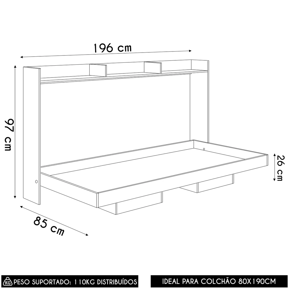 Cama Solteiro Infantil Articulação Horizontal Isis Branco A05 - Mpozenato 