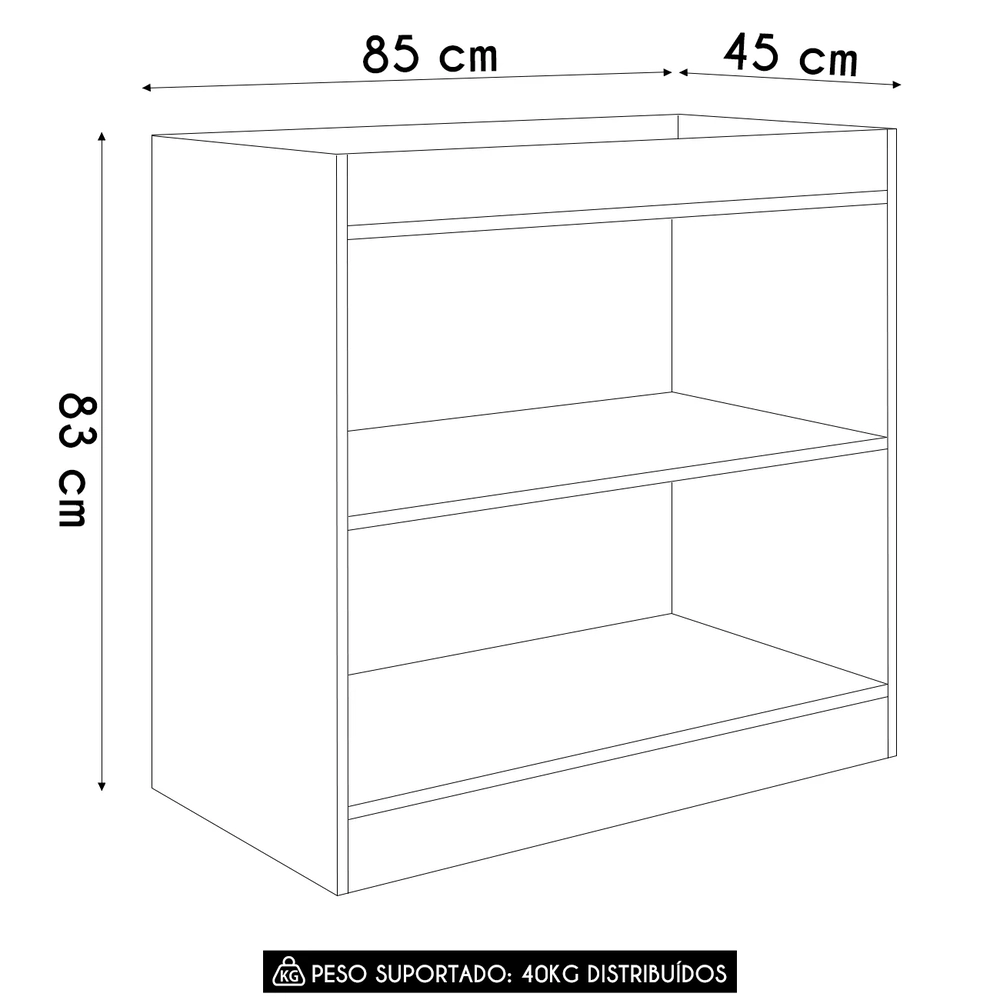 Trocador Bebê Fraldário com 1 Prateleira Juno Branco A05   - Mpozenato 