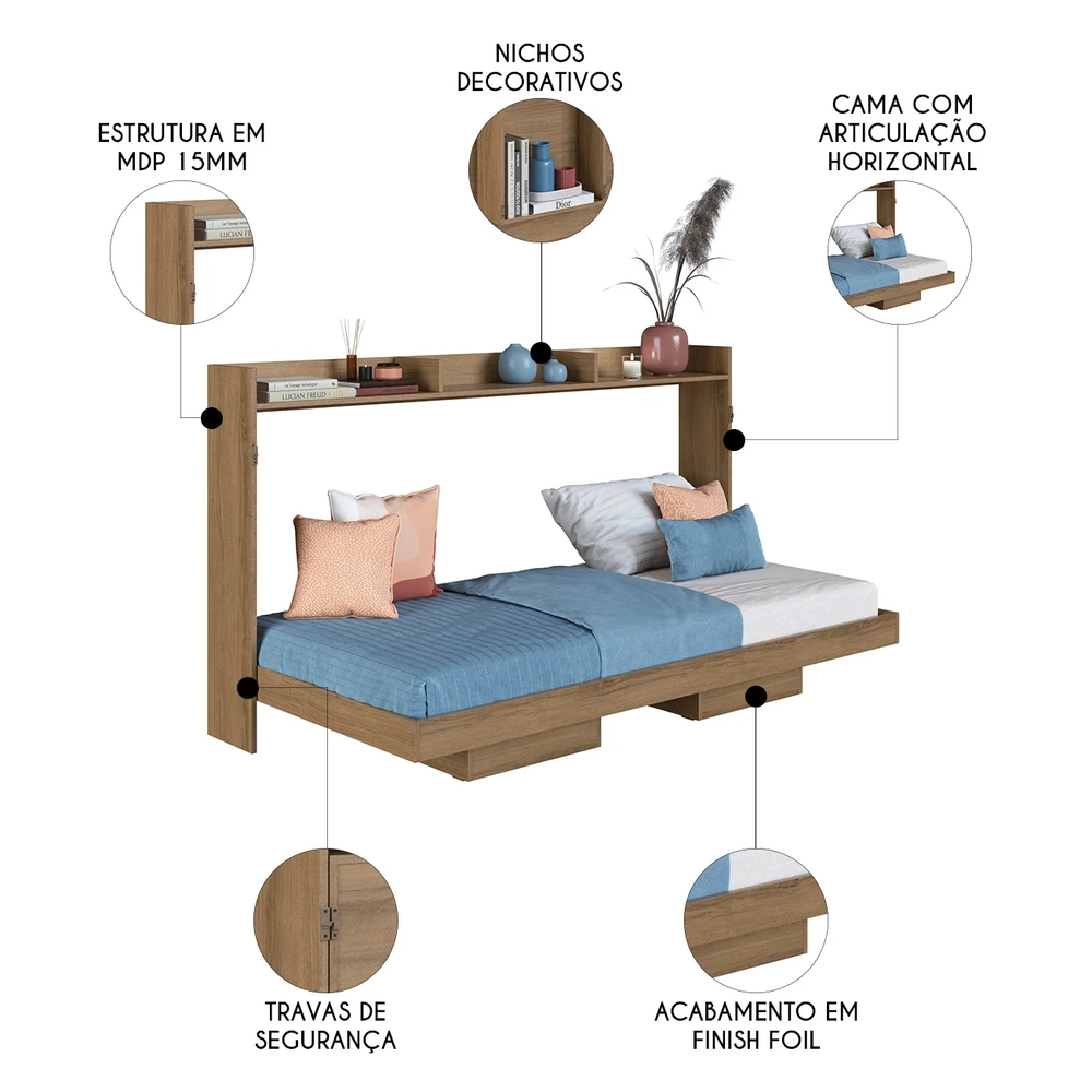Cama Solteiro Infantil Articulação Horizontal Isis Mel A05  - Mpozenato