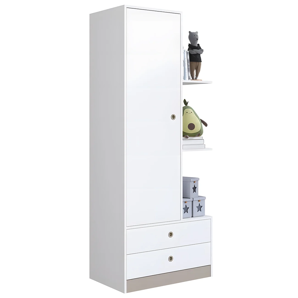 Guarda Roupa Infantil 1 Porta e 2 Gavetas Juno Branco A05  - Mpozenato 