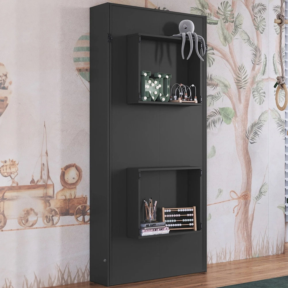 Cama Solteiro Infantil Articulação Vertical Hapi Grafite A05 - Mpozenato 