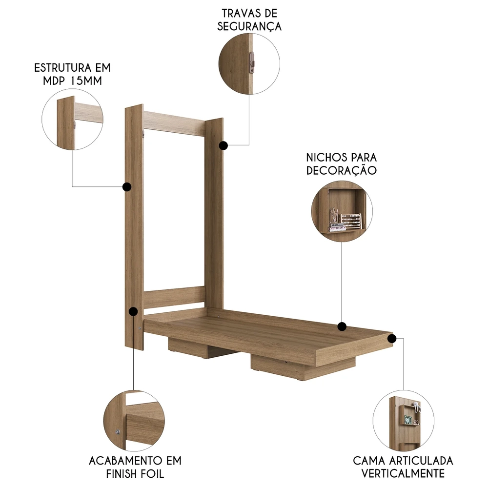 Cama Solteiro Infantil Articulação Vertical Hapi Mel A05    - Mpozenato