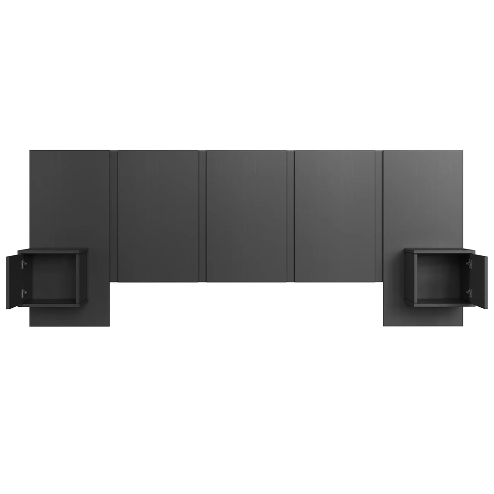 Cabeceira Cama Queen 220cm e Mesas Laterais Ohana Grafite A05 - Mpozenato 