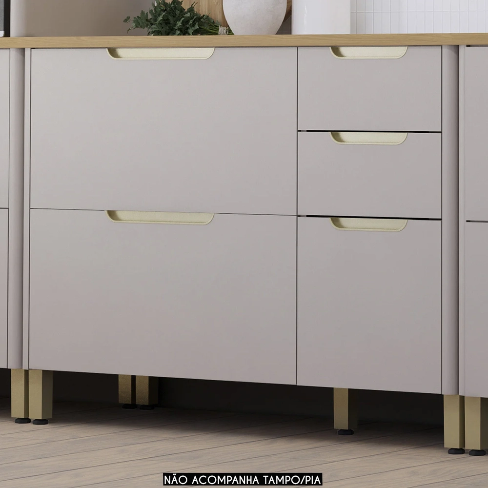 Balcão de Cozinha Para Pia 120cm 2 Portas Marina Cinammon L01 - Mpozenato