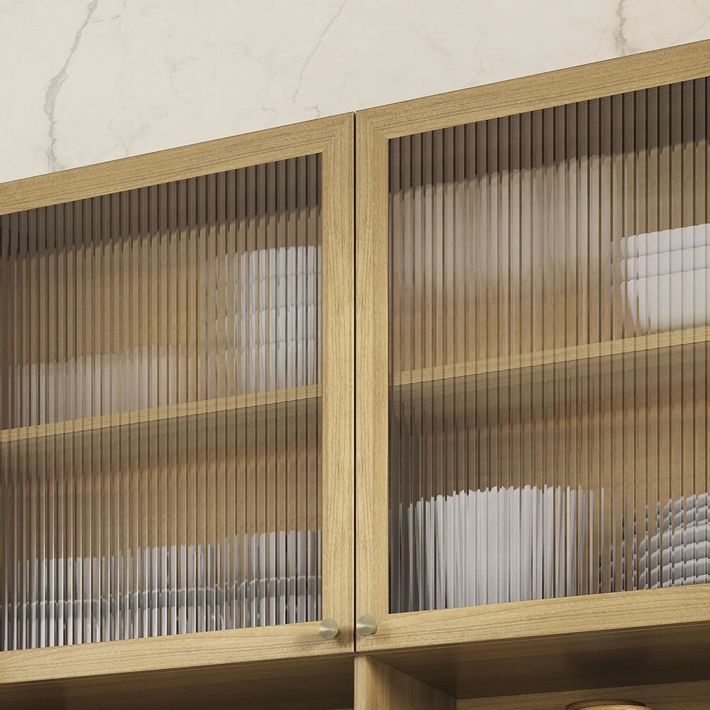 Armário Cozinha 6 Peças CP01 e Ilha Marina Cinammon/Freijó L01 - Mpozenato