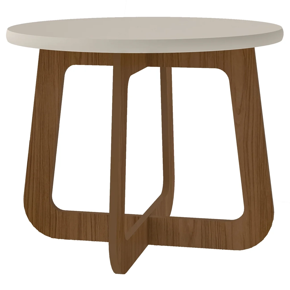 Mesa Centro Redonda 65cm Para Sala MDF Rexxar Cedro/Off A09 - Mpozenato