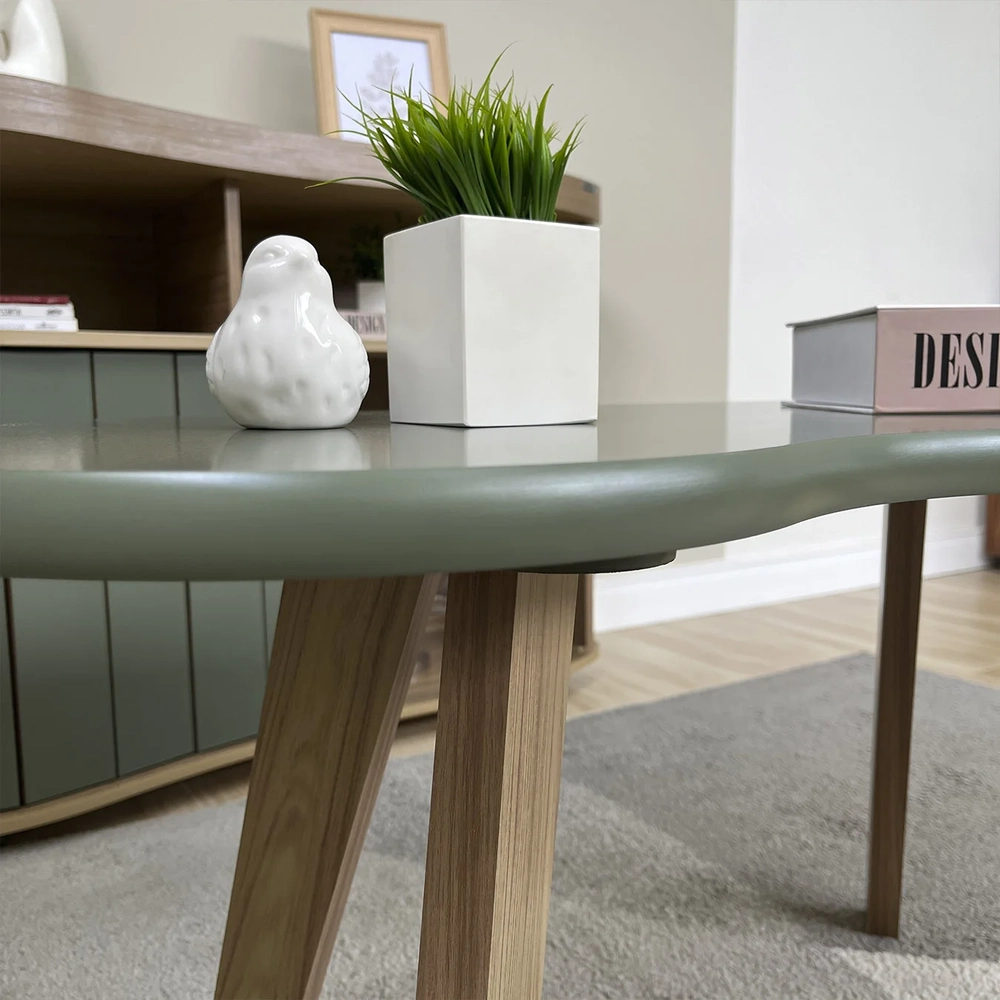 Mesa de Centro Orgânica 90cm Para Sala Cassia Menta A09     - Mpozenato