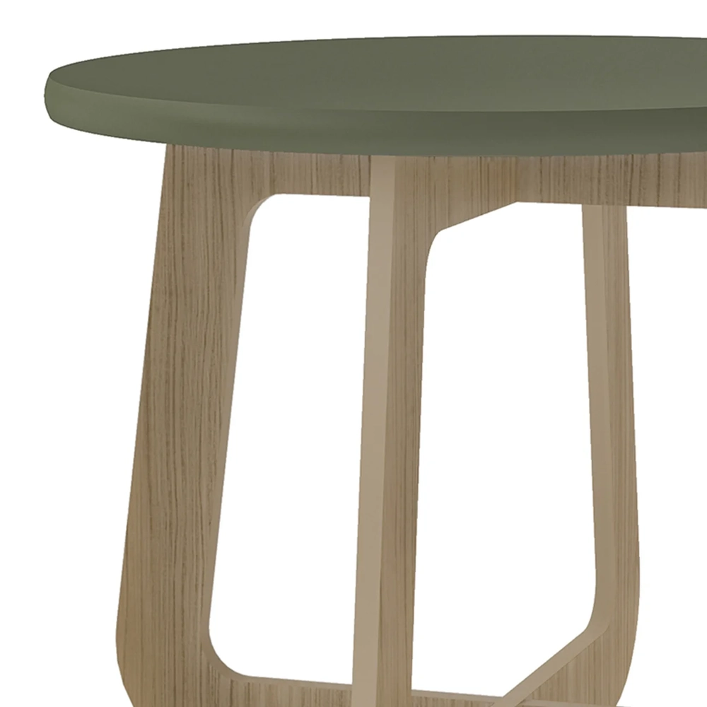 Mesa Centro Redonda 65cm Para Sala MDF Rexxar Menta/Carvalho A09 - Mpozenato