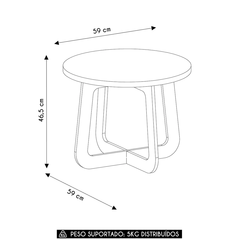 Mesa Centro Redonda 65cm Para Sala MDF Rexxar Menta/Carvalho A09 - Mpozenato