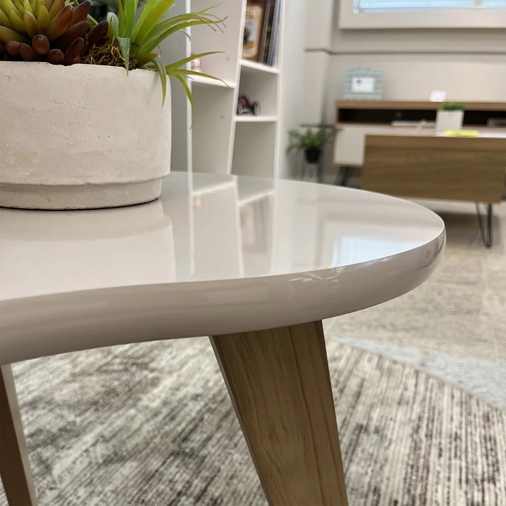 Mesa de Centro Orgânica 90cm Para Sala Cassia Off White A09 - Mpozenato