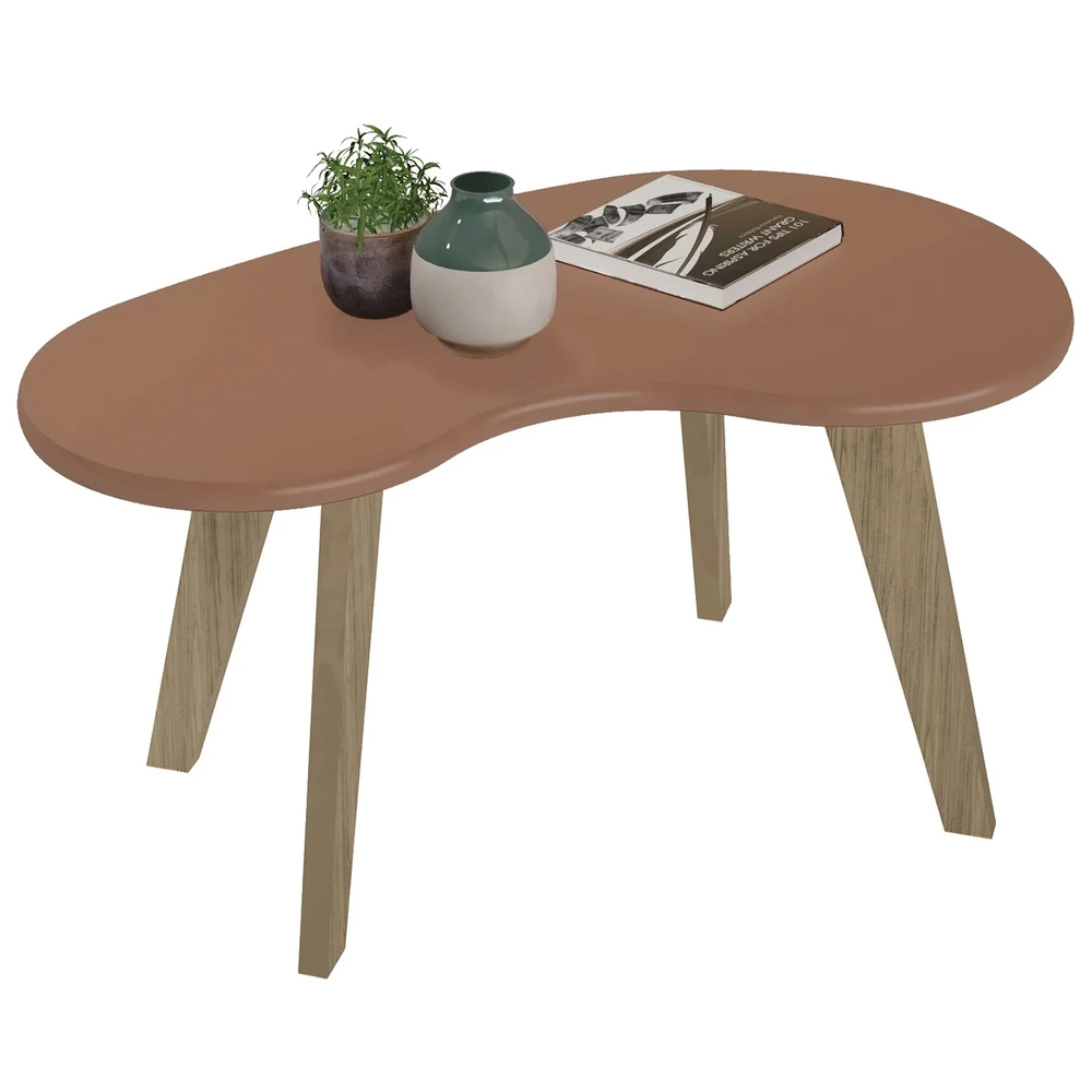 Mesa de Centro Orgânica 90cm Para Sala Cassia Terracota A09 - Mpozenato
