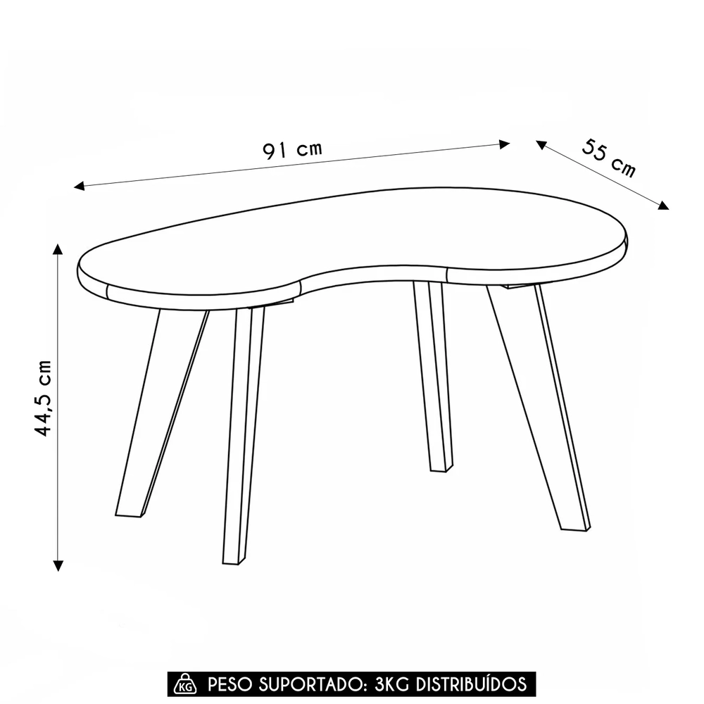 Mesa de Centro Orgânica 90cm Para Sala Cassia Terracota A09 - Mpozenato