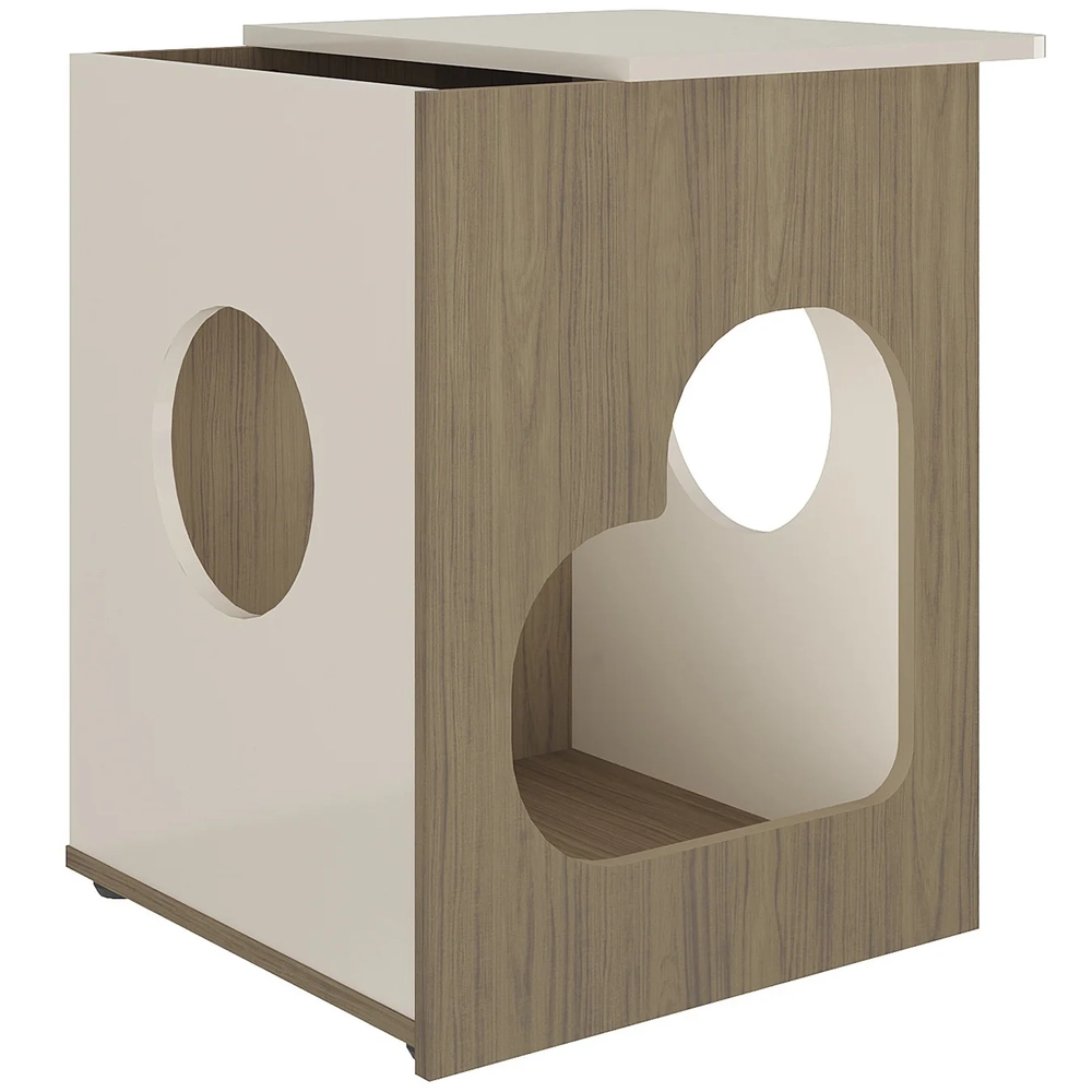 Mesa de Canto Lateral 52cm Para Pet Bob Carvalho/Off White A09 - Mpozenato