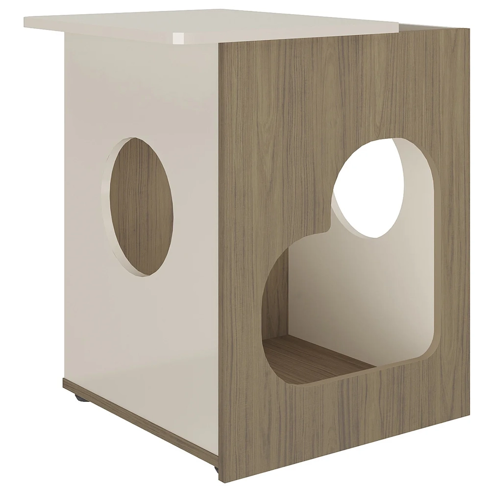 Mesa de Canto Lateral 52cm Para Pet Bob Carvalho/Off White A09 - Mpozenato