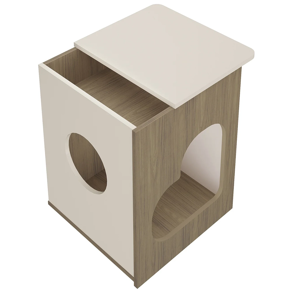 Mesa de Canto Lateral 52cm Para Pet Bob Carvalho/Off White A09 - Mpozenato