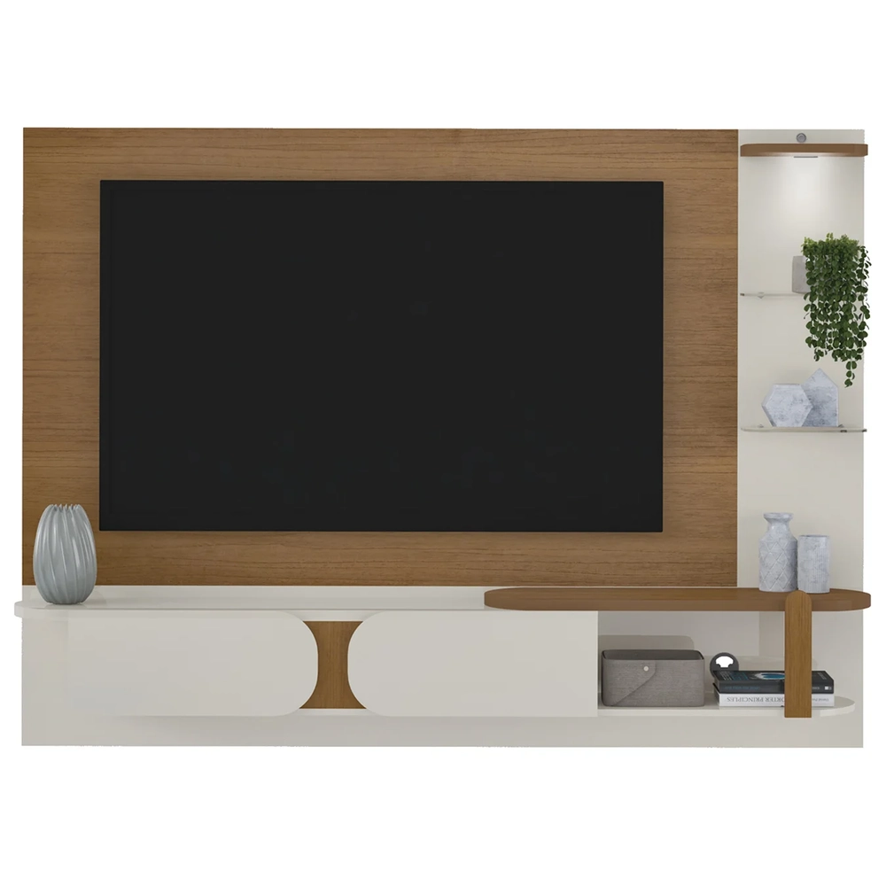 Painel Tv 72 Pol 220cm Suspenso Reno Cinamomo/Off White A09 - Mpozenato 