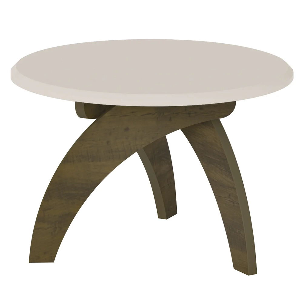 Mesa Centro Redonda 70cm Para Sala MDF Leeroy Off/Pinho A09 - Mpozenato