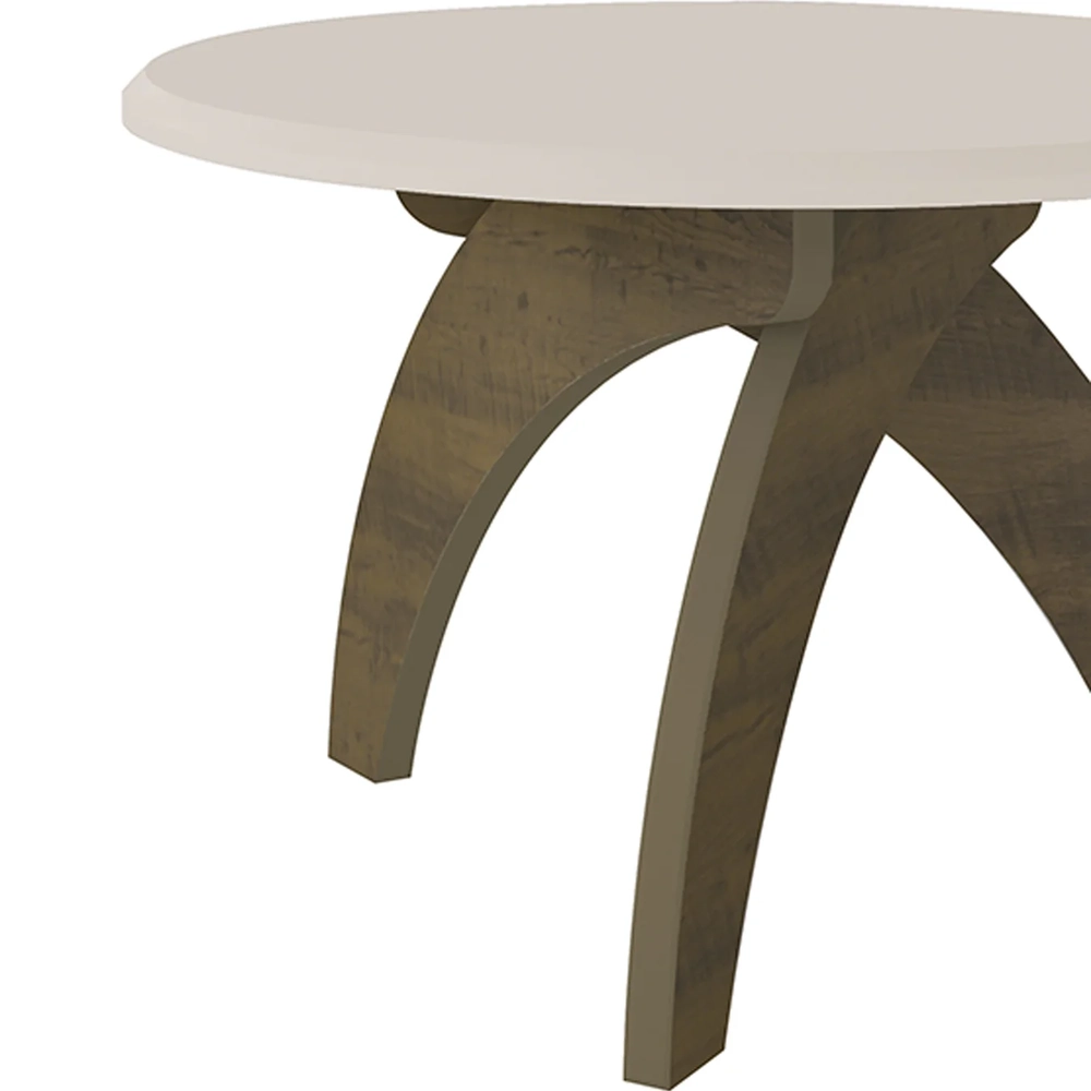 Mesa Centro Redonda 70cm Para Sala MDF Leeroy Off/Pinho A09 - Mpozenato