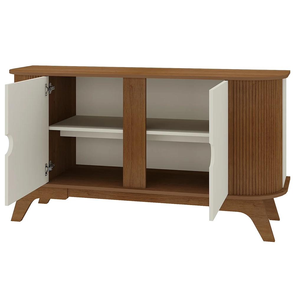 Buffet Aparador 140cm Sala 2 Portas Uther Cinamomo/Off A09  - Mpozenato