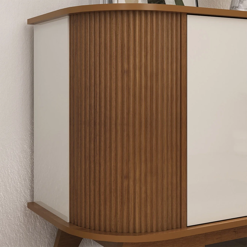 Buffet Aparador 140cm Sala 2 Portas Uther Cinamomo/Off A09  - Mpozenato