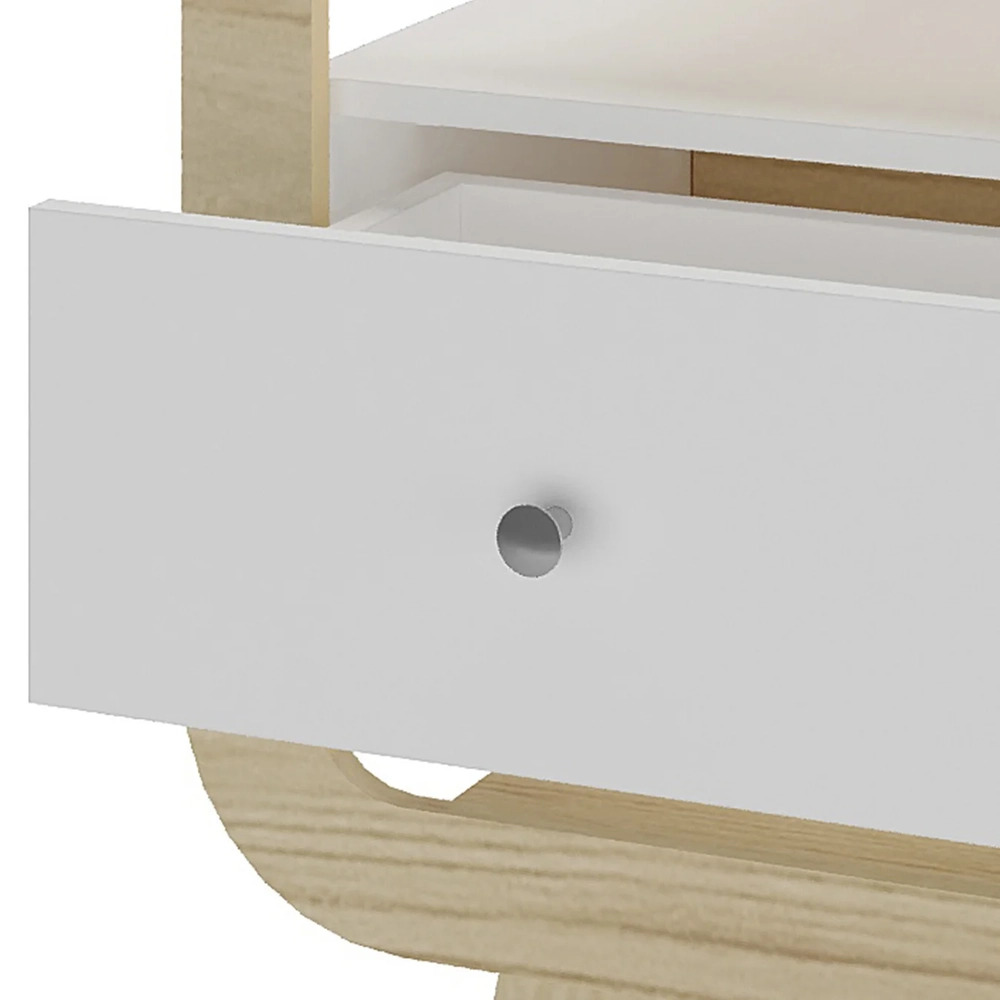 Mesa de Canto Lateral 55cm Para Quarto Nora Naturale/Branco A09 - Mpozenato