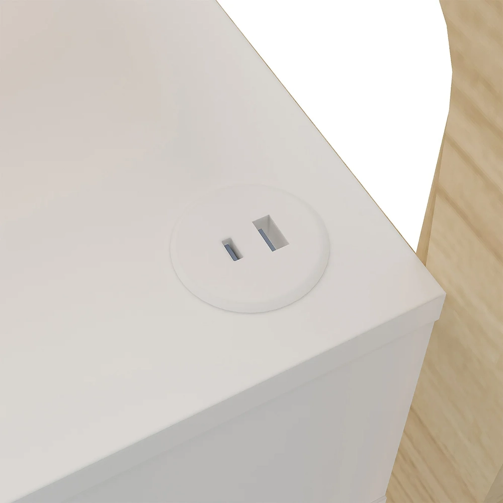 Mesa de Canto Lateral 55cm Para Quarto Nora Naturale/Branco A09 - Mpozenato