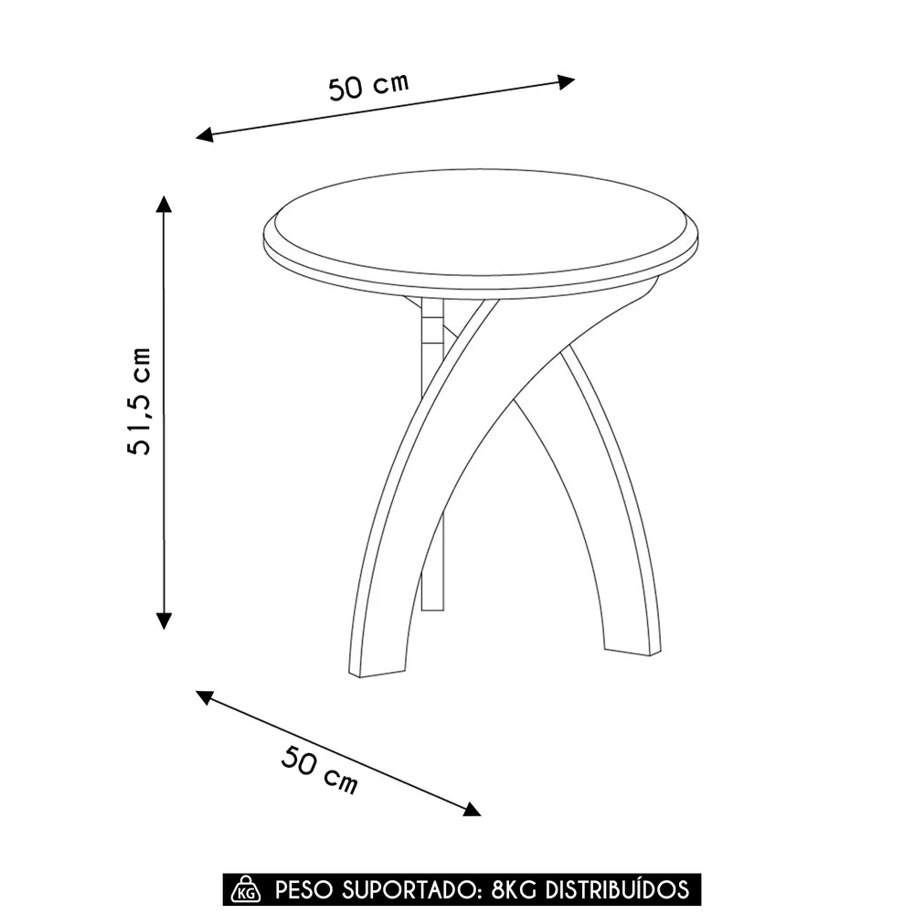 Mesa de Canto Lateral 50cm Para Sala Leeroy Off/Pinho A09   - Mpozenato