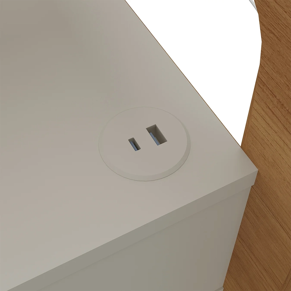 Mesa de Canto Lateral 55cm Para Quarto Nora Off/Pinho A09   - Mpozenato