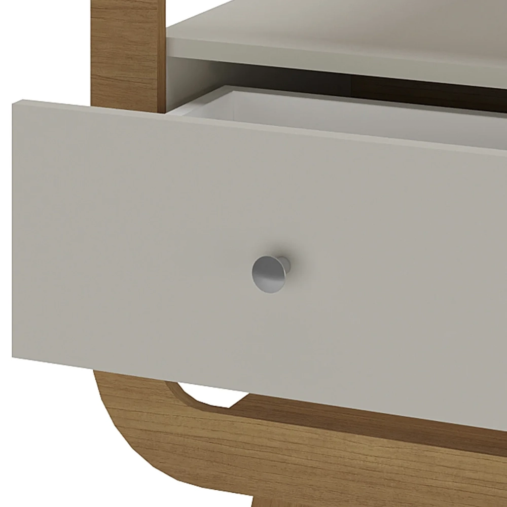 Mesa de Canto Lateral 55cm Para Quarto Nora Off/Pinho A09   - Mpozenato
