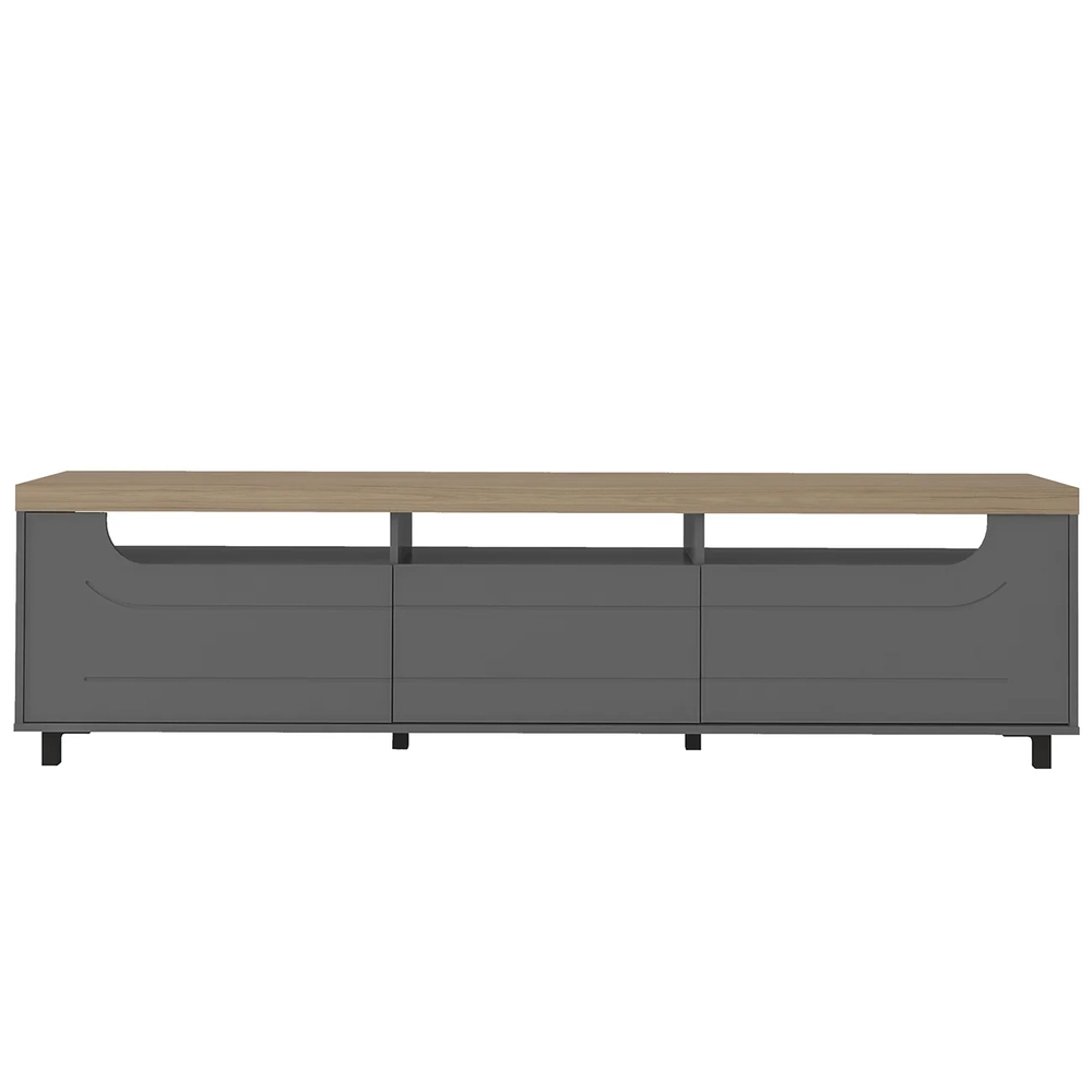 Rack Tv 75 Pol 200cm com 2 Portas Abel Carvalho/Grafite A09 - Mpozenato 