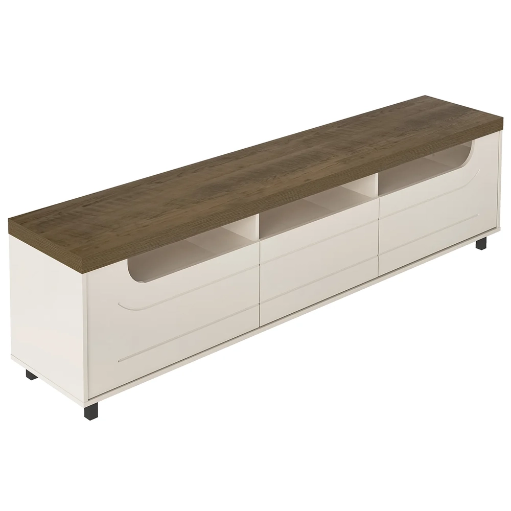 Rack Tv 75 Pol 200cm com 2 Portas Abel Pinho/Off White A09 - Mpozenato 