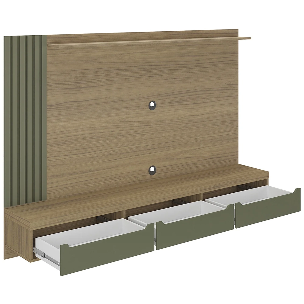 Painel Tv 75 Pol e Bancada Suspensa Vale Carvalho/Menta A09 - Mpozenato 