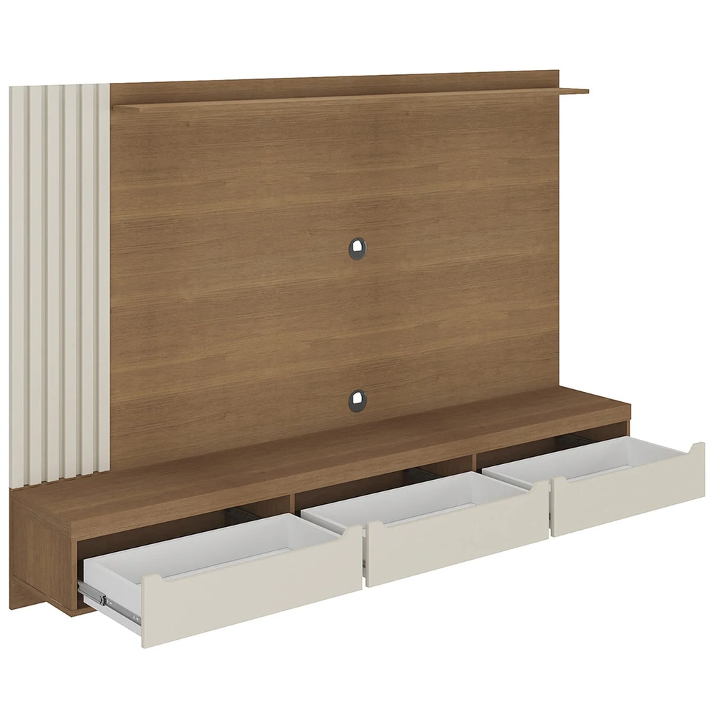 Painel Tv 75 Pol e Bancada Suspensa Vale Cinamomo/Off A09  - Mpozenato 