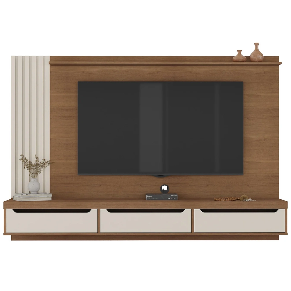 Painel Tv 75 Pol e Bancada Suspensa Vale Cinamomo/Off A09  - Mpozenato 