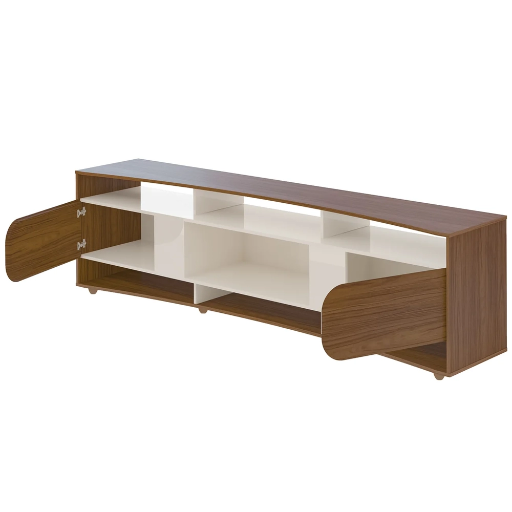 Rack Tv 86 Pol 220cm com 2 Portas Reno Cedro/Off White A09 - Mpozenato 