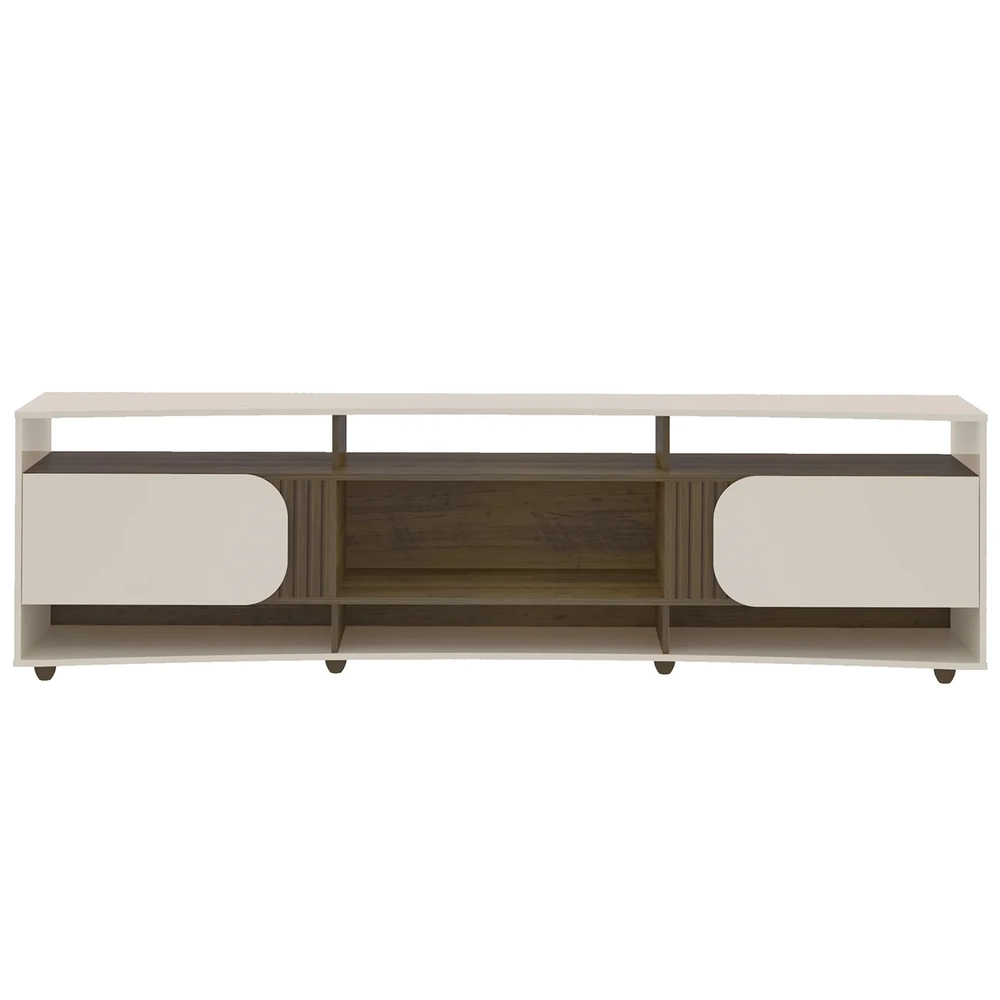 Rack Tv 86 Pol 220cm com 2 Portas Reno Off White/Pinho A09 - Mpozenato 